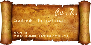 Csetneki Krisztina névjegykártya